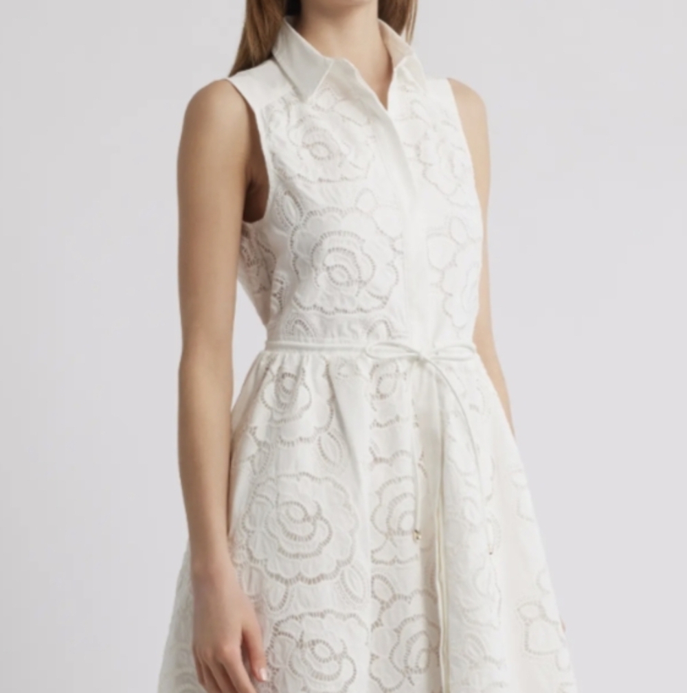 En Saison Chloe White Eyelet Shirtdress Midi Dress